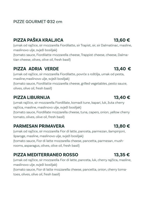 Menu di Bistro Gušti 
