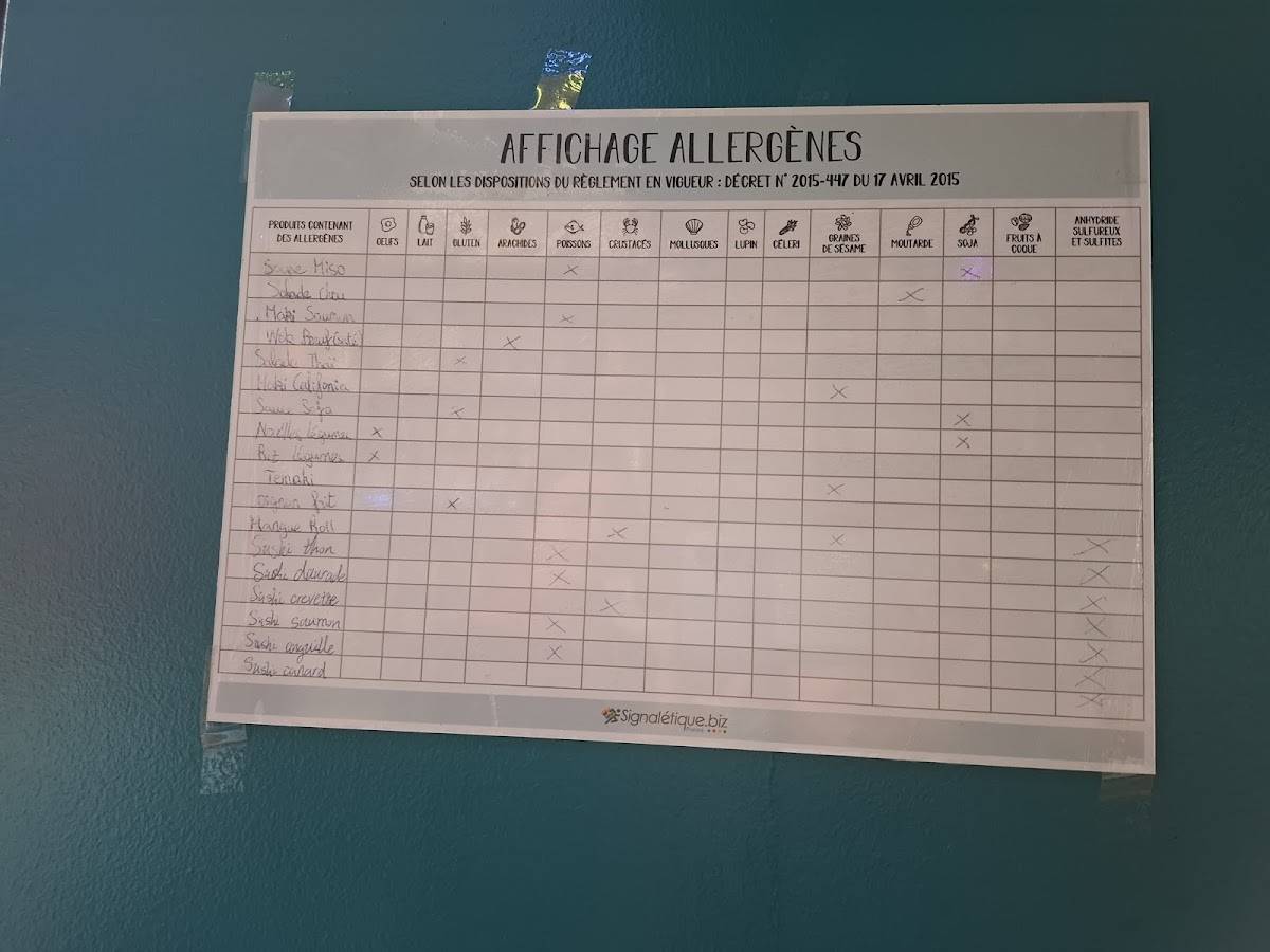 Menu de Bistrot Tao