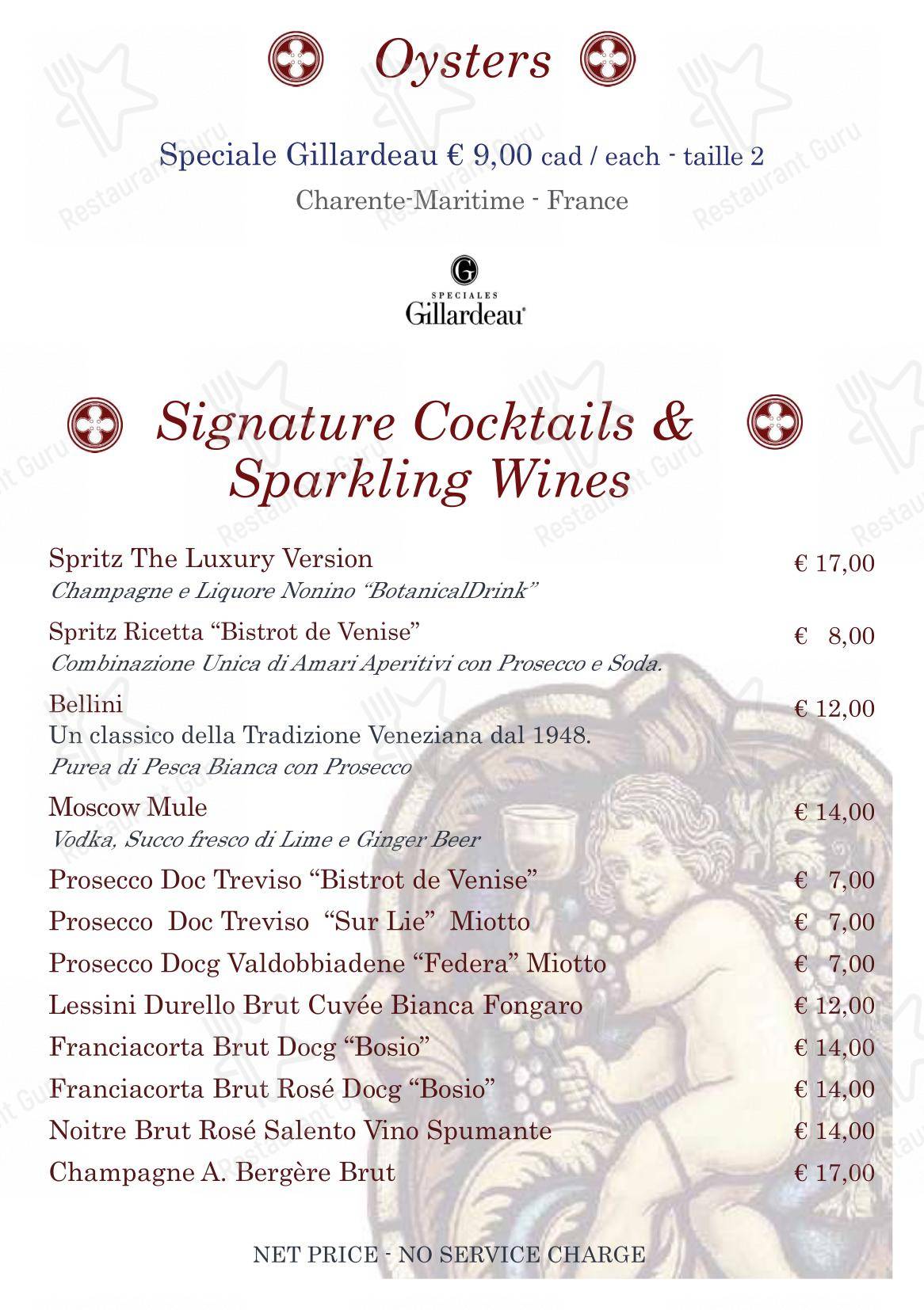 Menu bar per Bistrot de Venise in Venezia