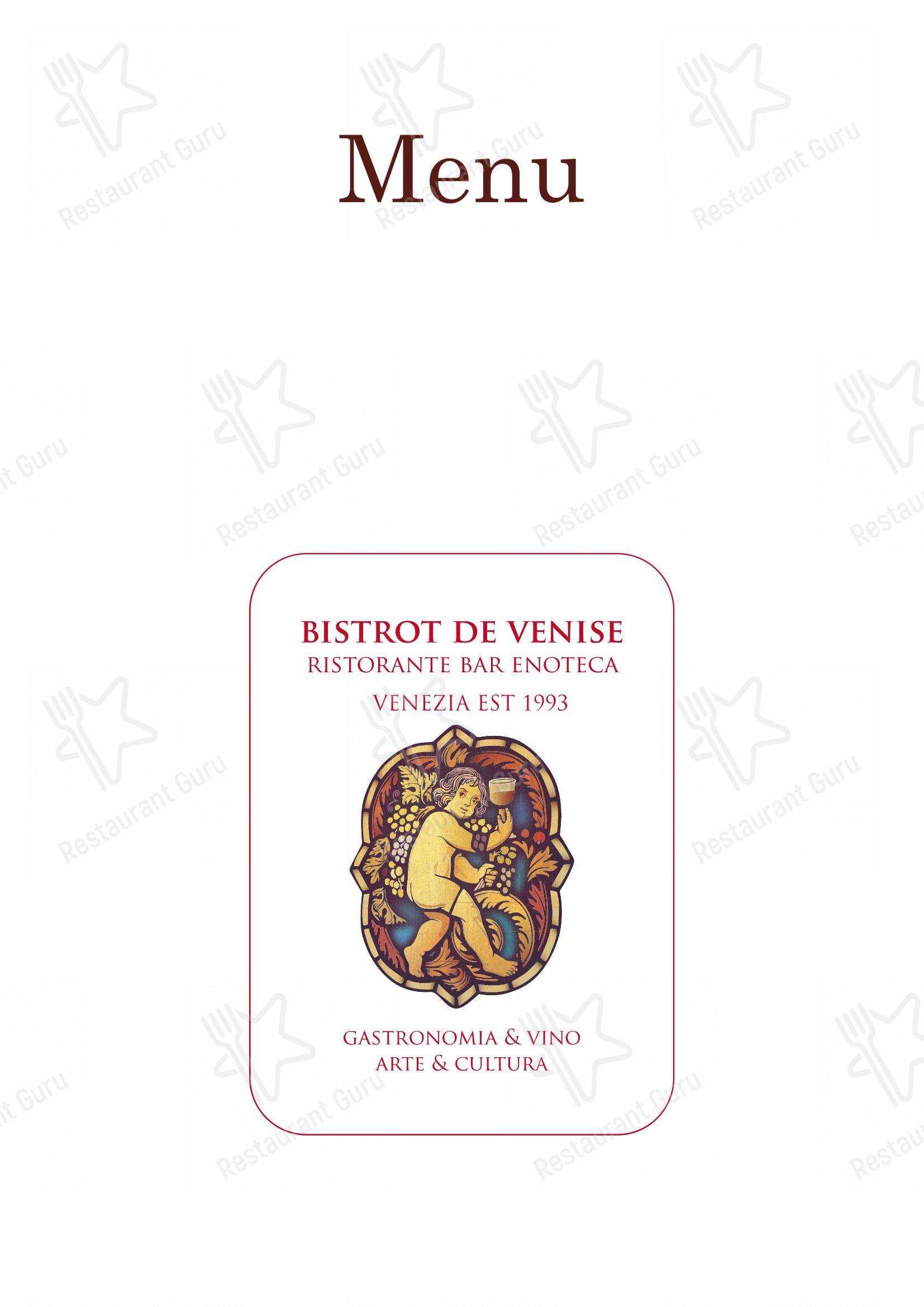 Menu per Bistrot de Venise ristorante