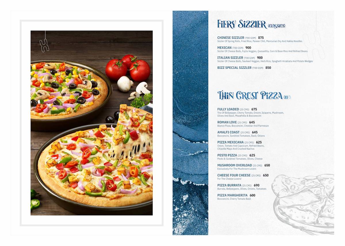 Bizz The Hotel menu