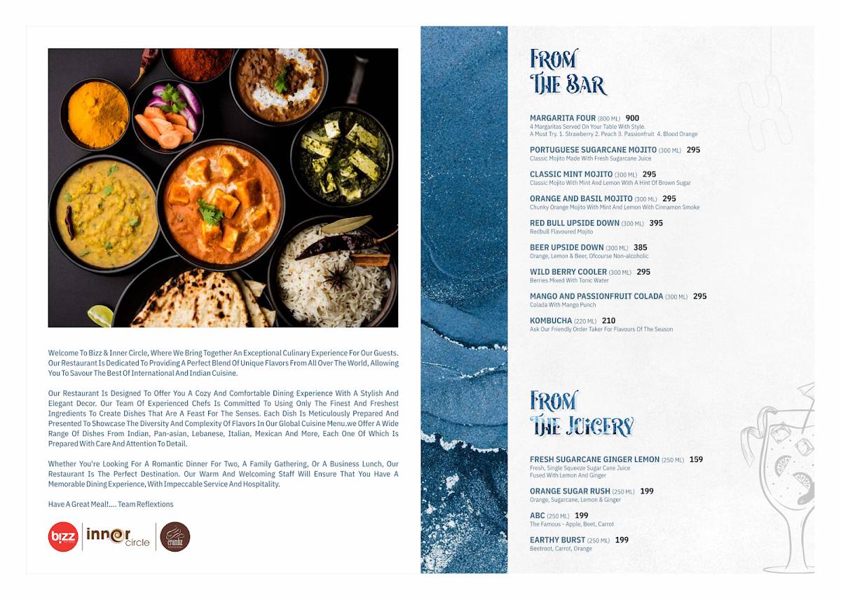 Bizz The Hotel menu