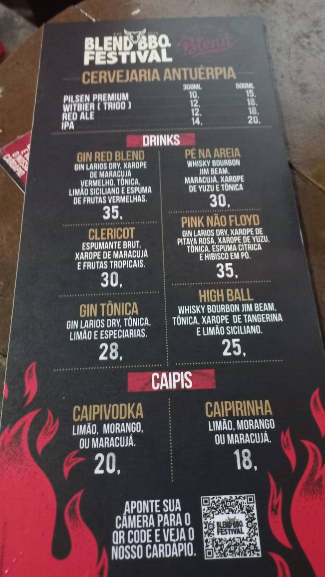 Blend Parrilla cardápio