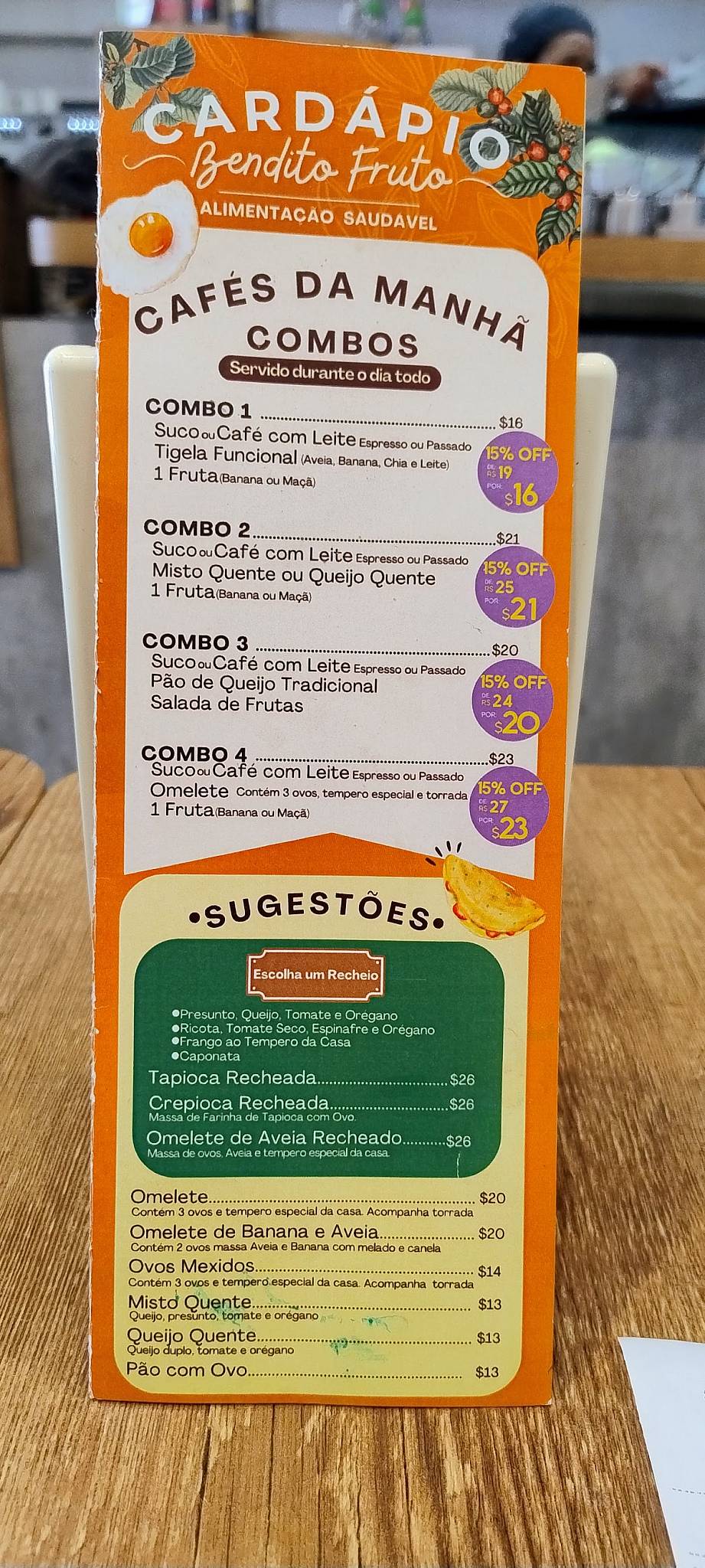 Bendito Fruto cardápio