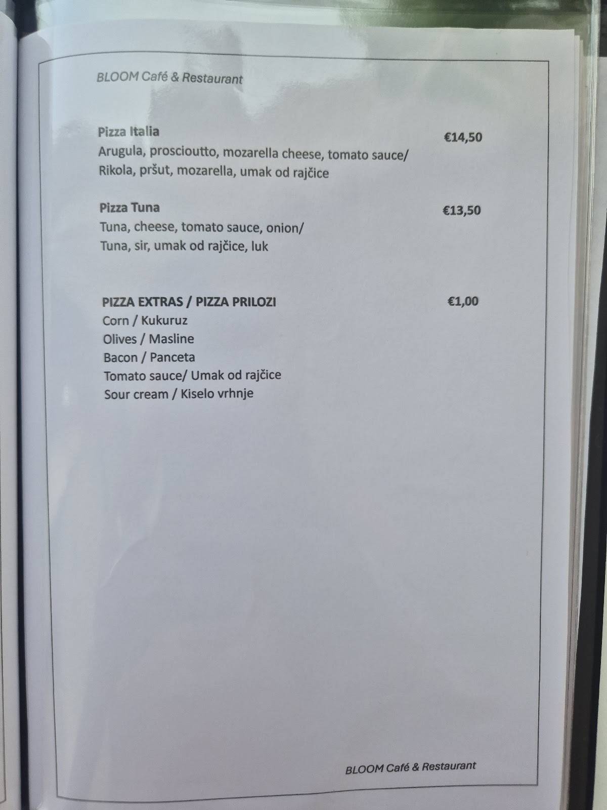 Menu de Bloom Restaurant & Breakfast buffe