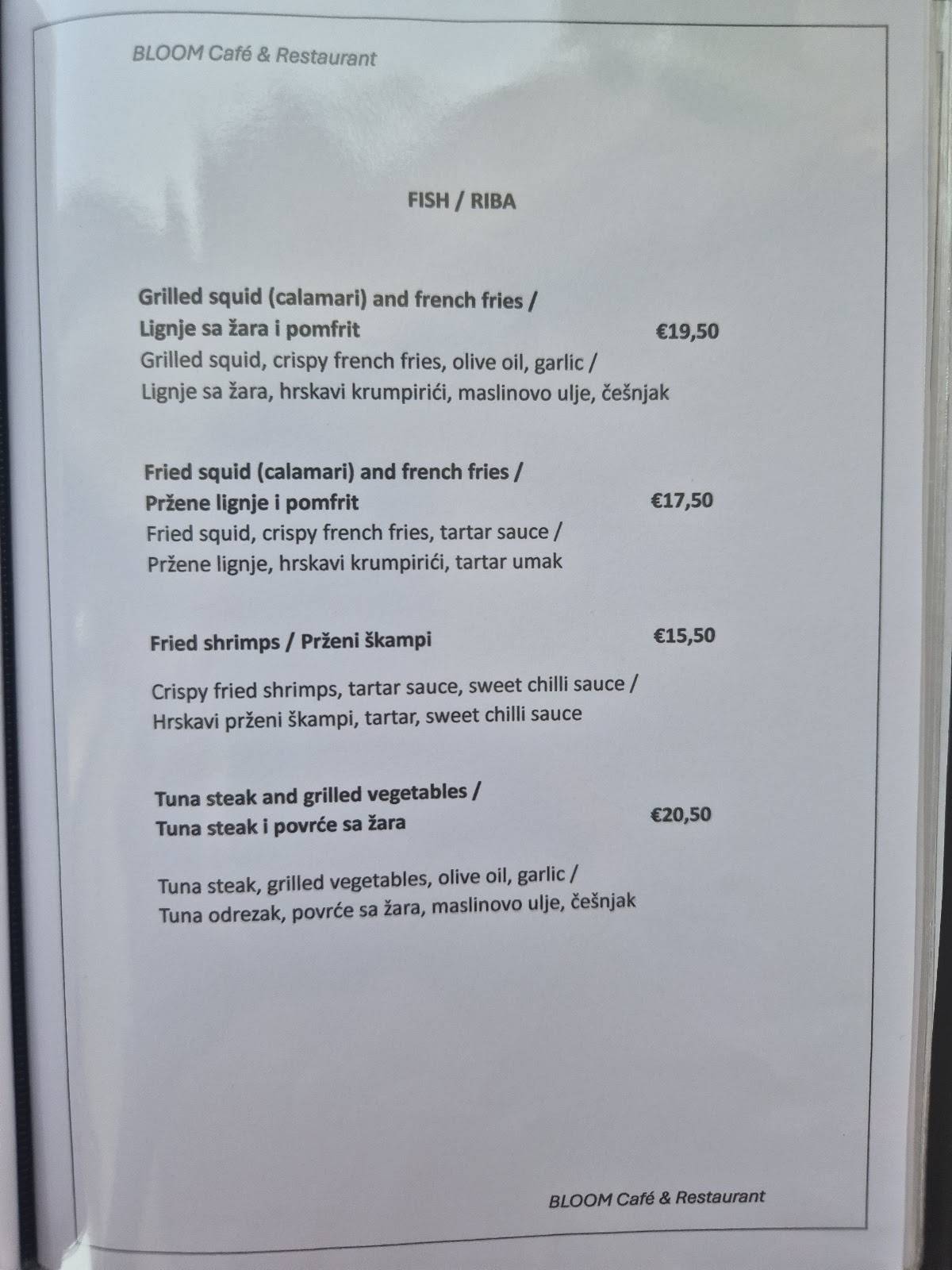 Menu de Bloom Restaurant & Breakfast buffe