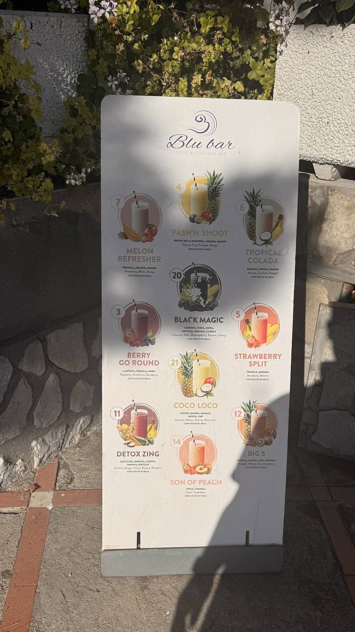 Menu di Blu Bar Positano 