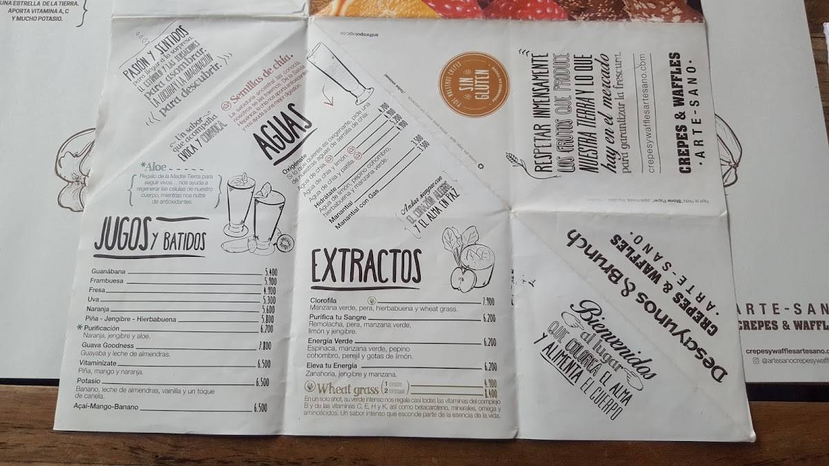 Carta del restaurante Artesano Rosales by Crepes & Waffles, Bogotá, Cra. 5 70a08