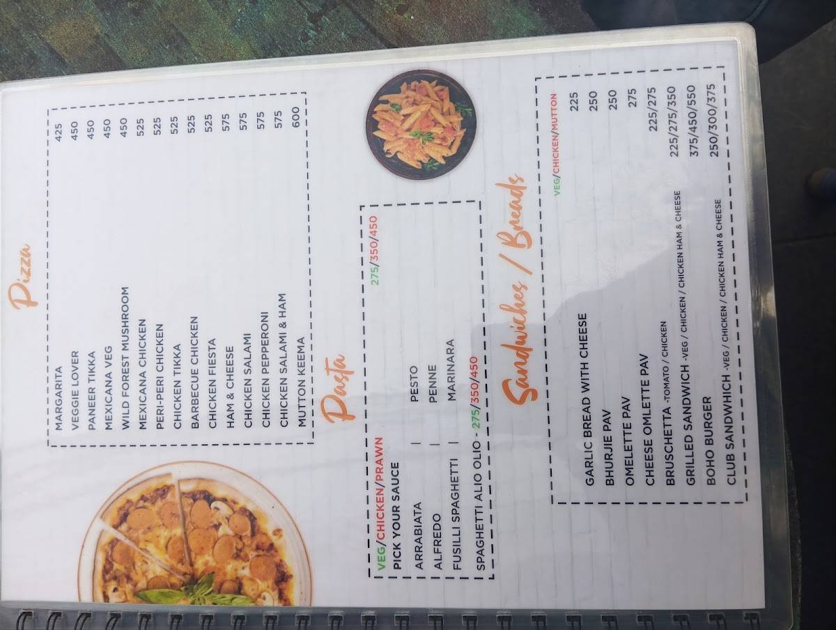 BohoBar menu