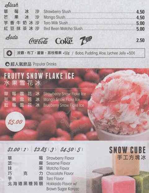 Menu de Boiling Point