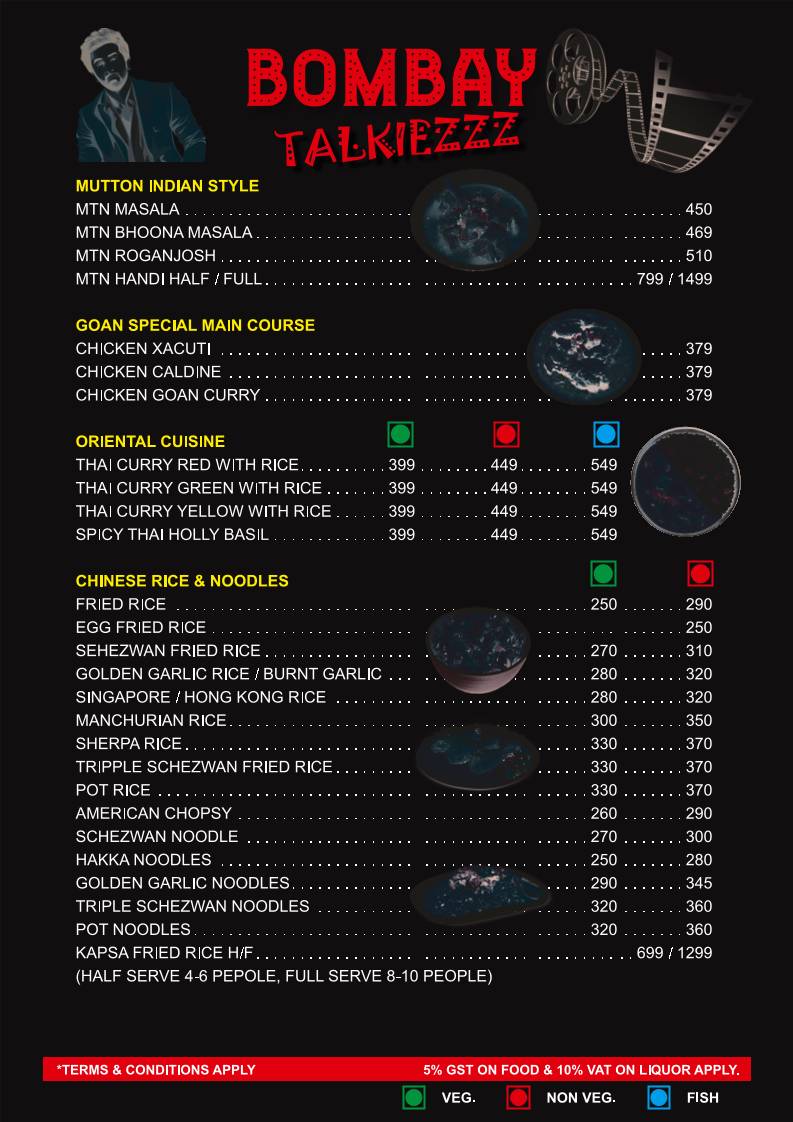 Bombay Talkiezzz - Family Restaurant & Bar in Dombivli menu
