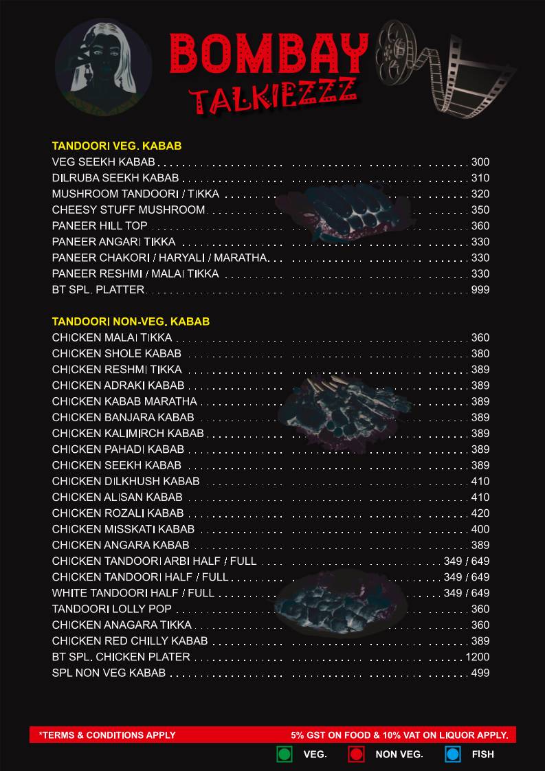 Bombay Talkiezzz - Family Restaurant & Bar in Dombivli menu