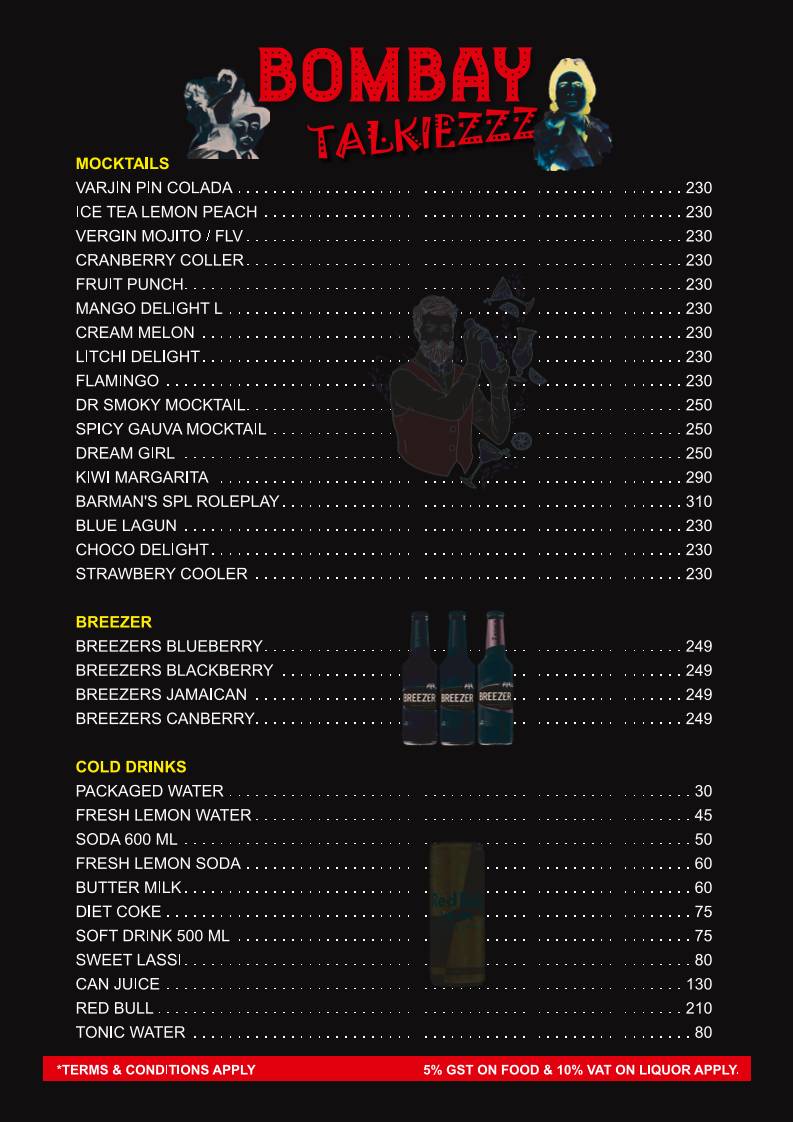 Bombay Talkiezzz - Family Restaurant & Bar in Dombivli menu