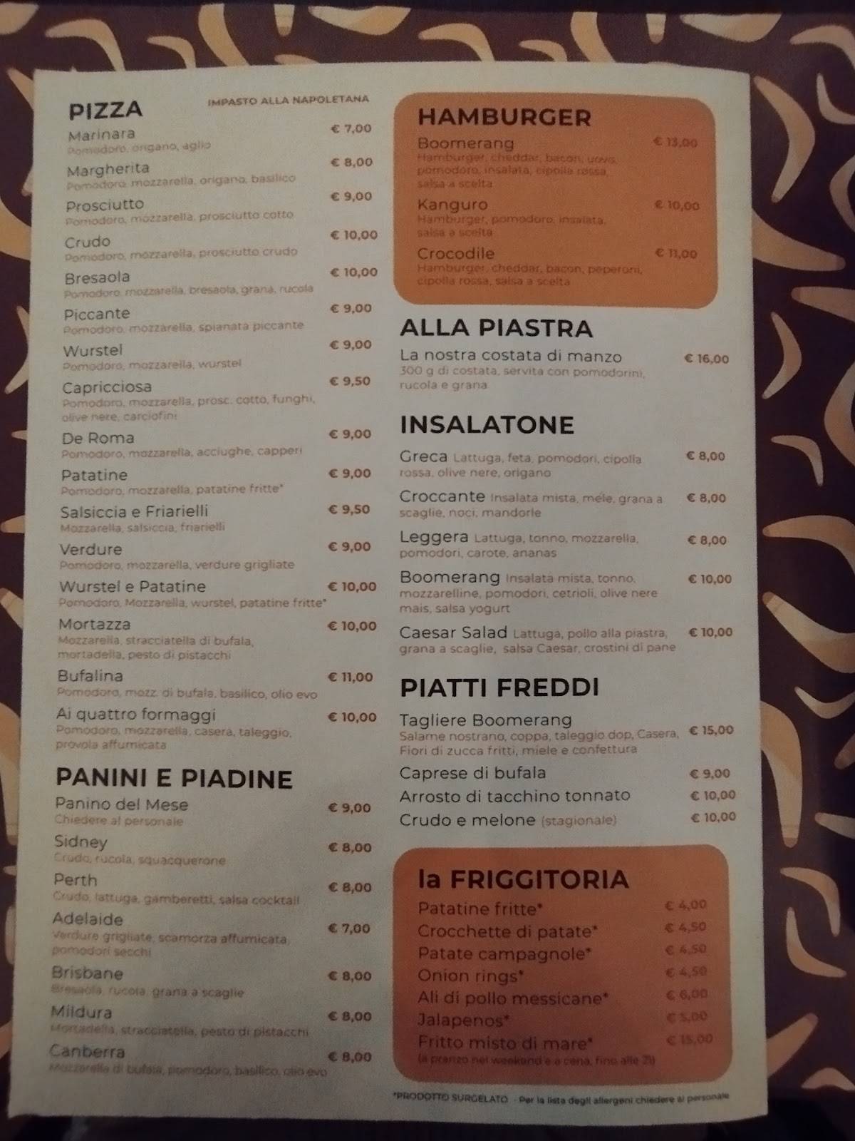 Menu di Boomerang 