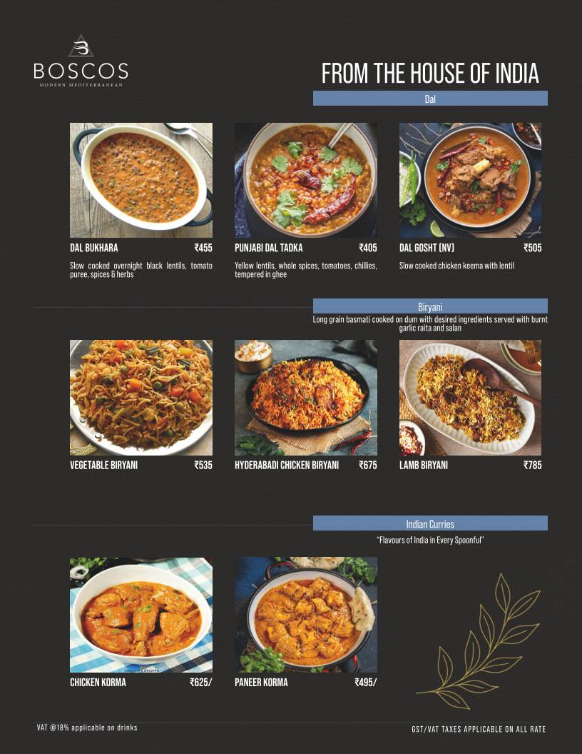 Boscos menu