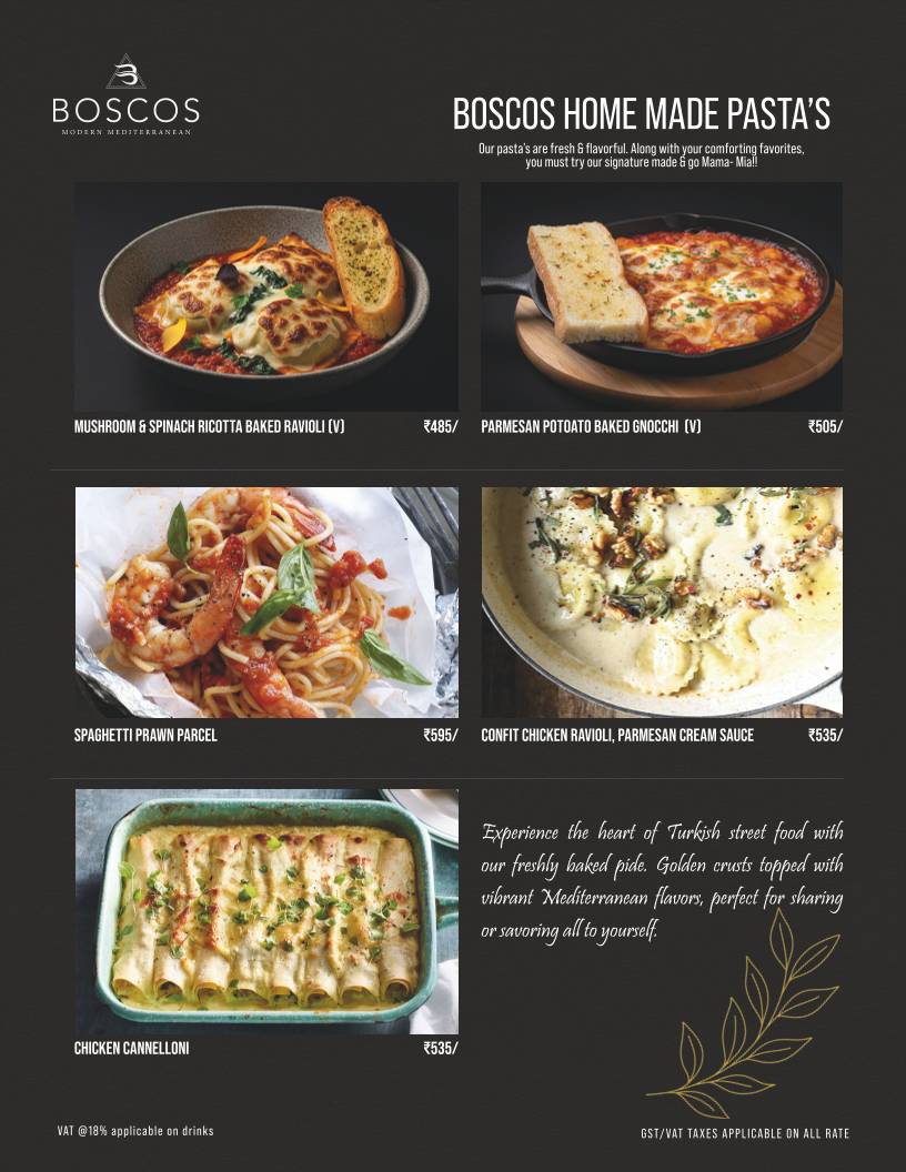 Boscos menu