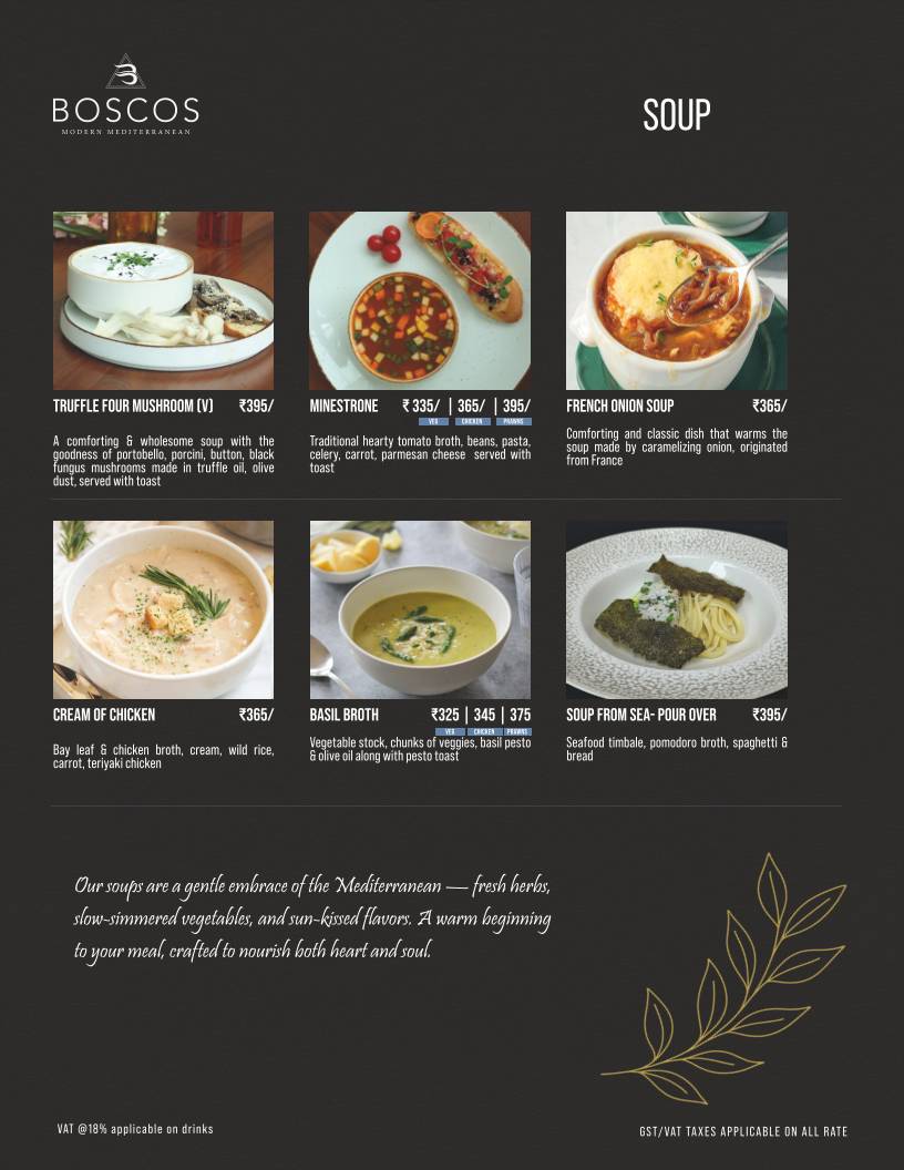 Boscos menu
