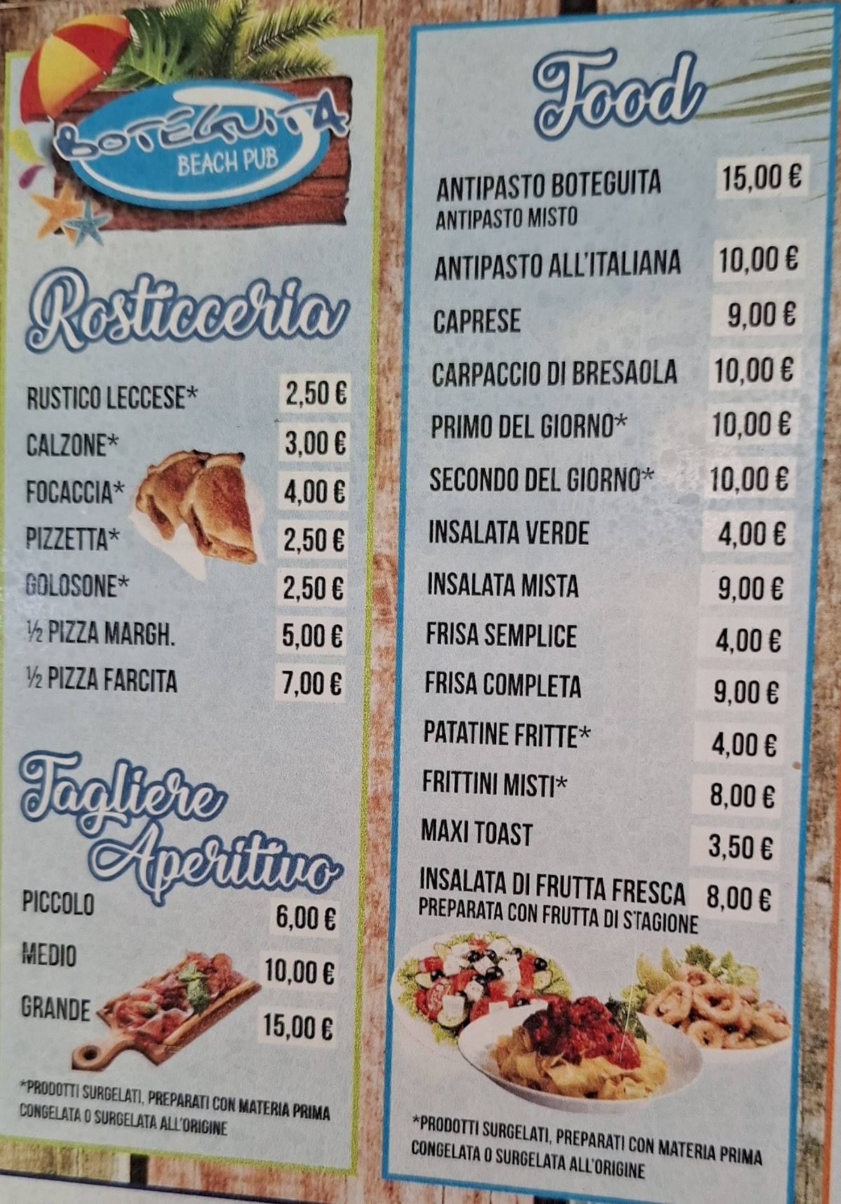 Menu di Boteguita Beach Pub 
