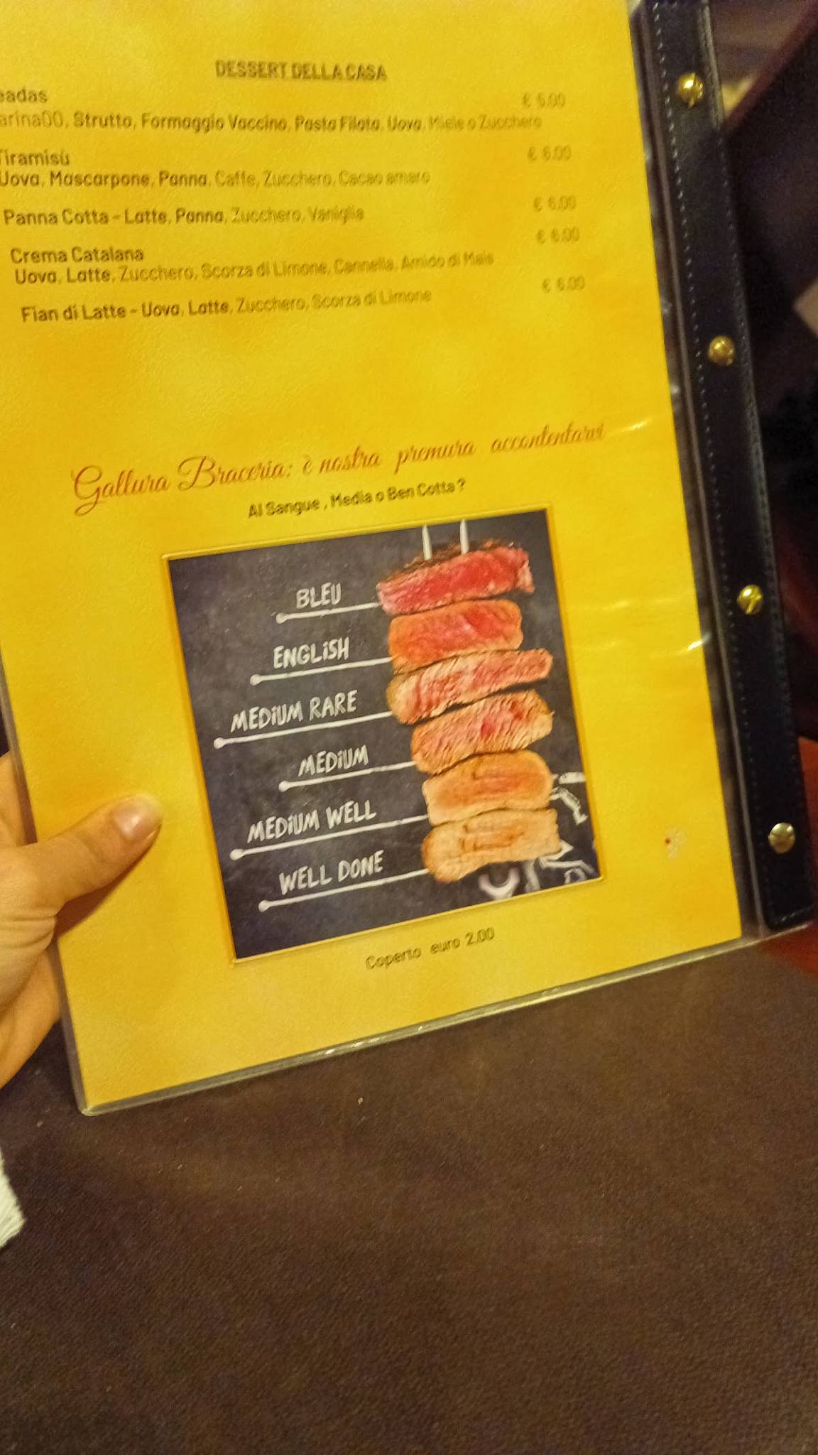 Menu di Braceria Gallura 