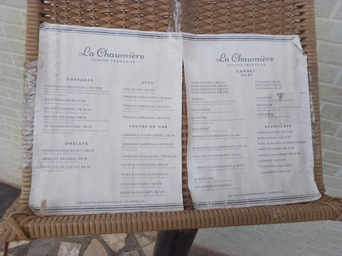 La Chaumière cardápio
