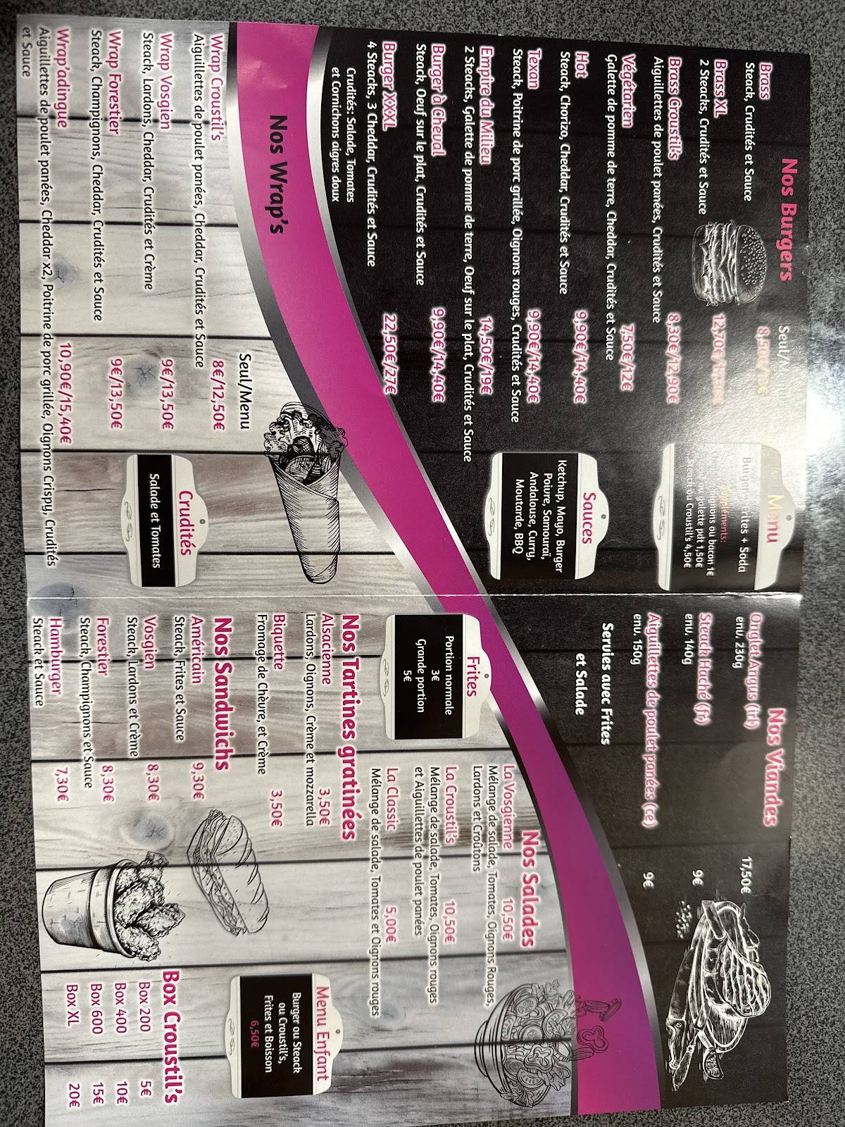 Menu de Brass'Burger
