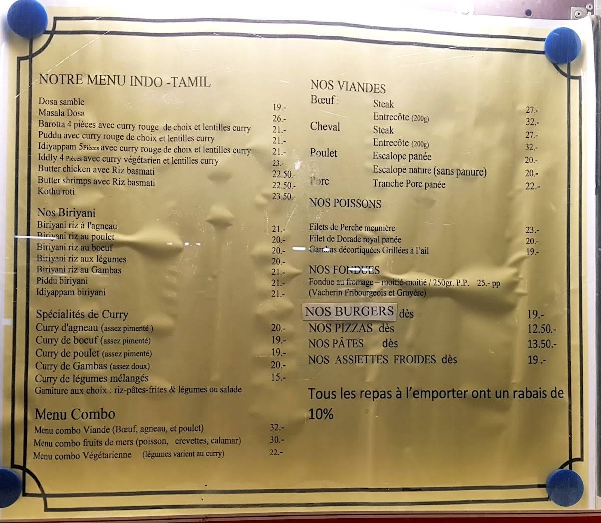 Menu di Brasserie de la Gare 