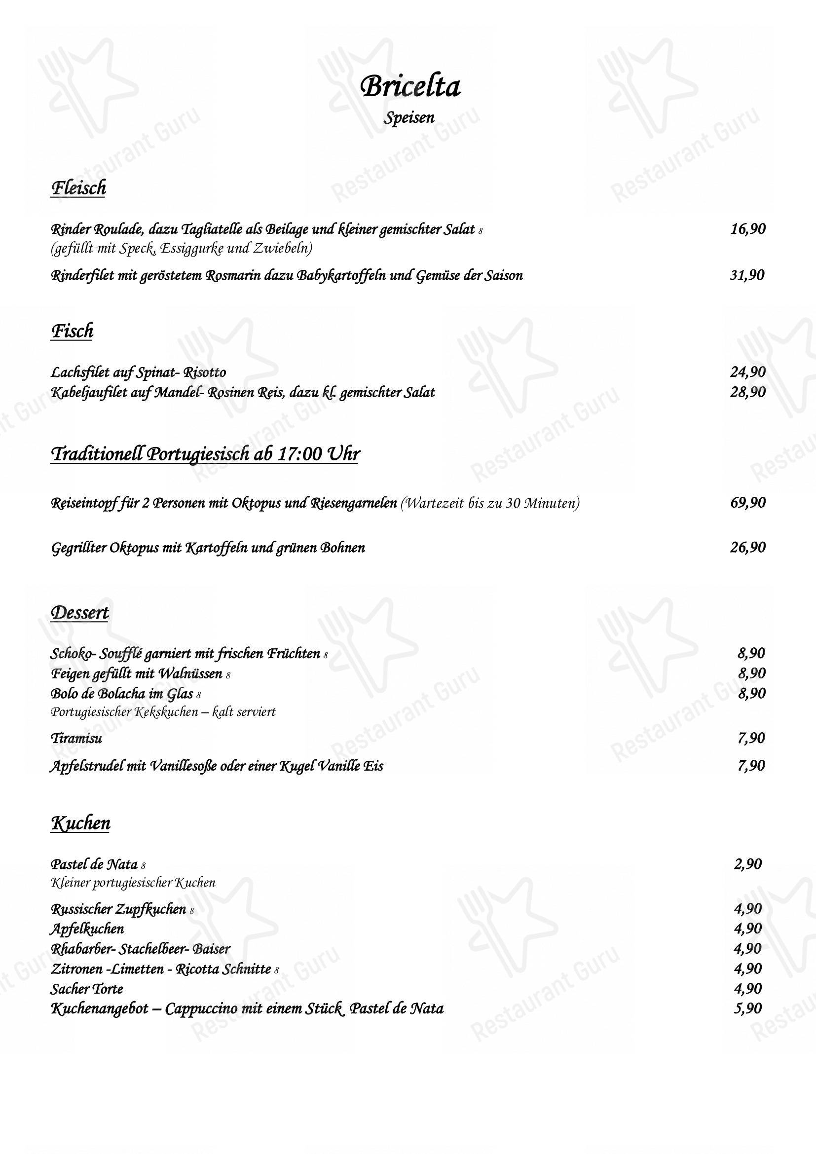 Speisekarte von Bricelta restaurant, München