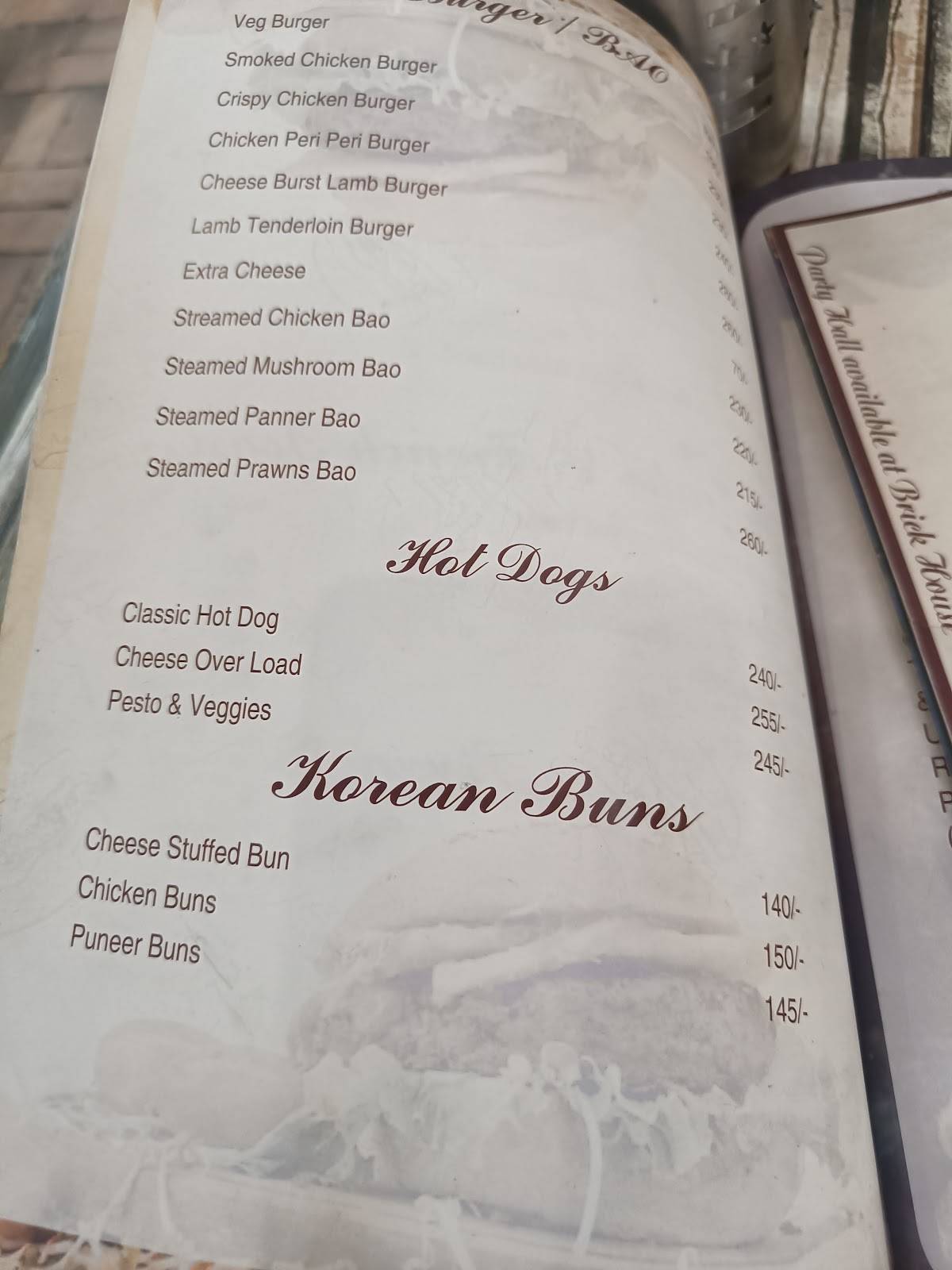 Brick House menu