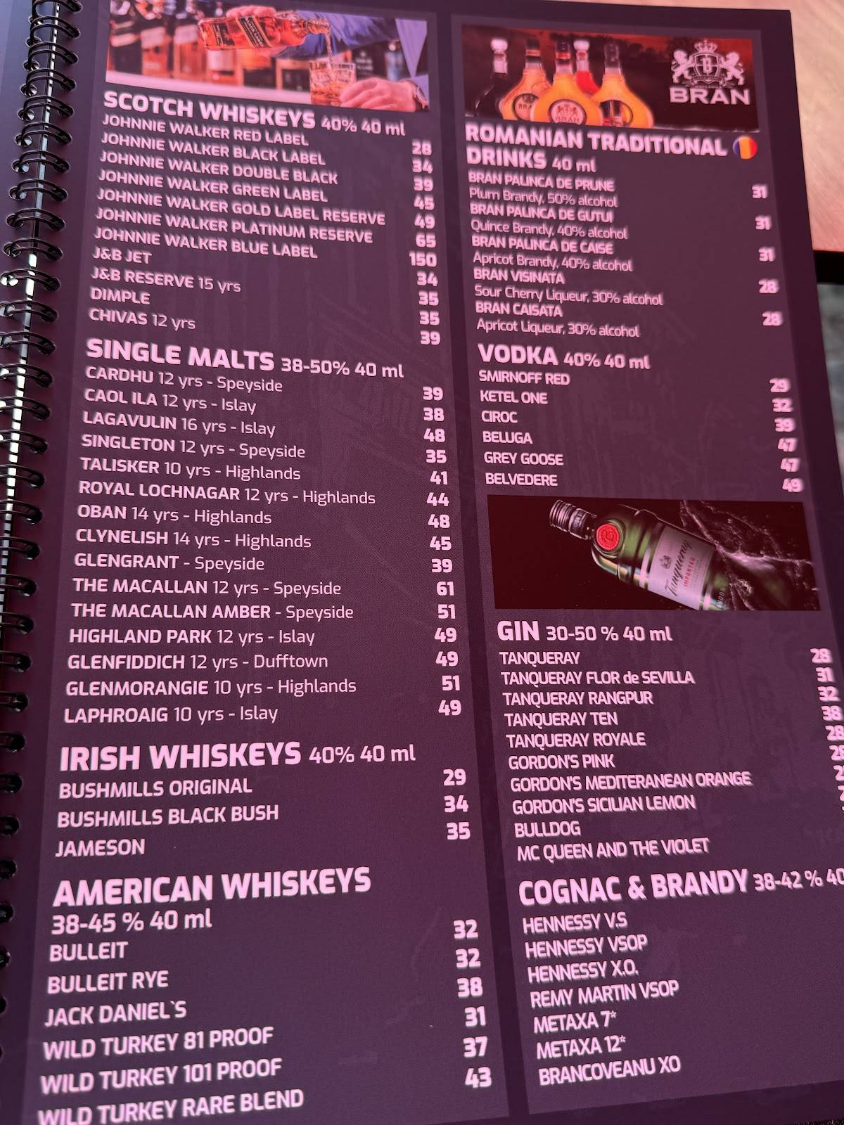 Menu de Jack's Pub