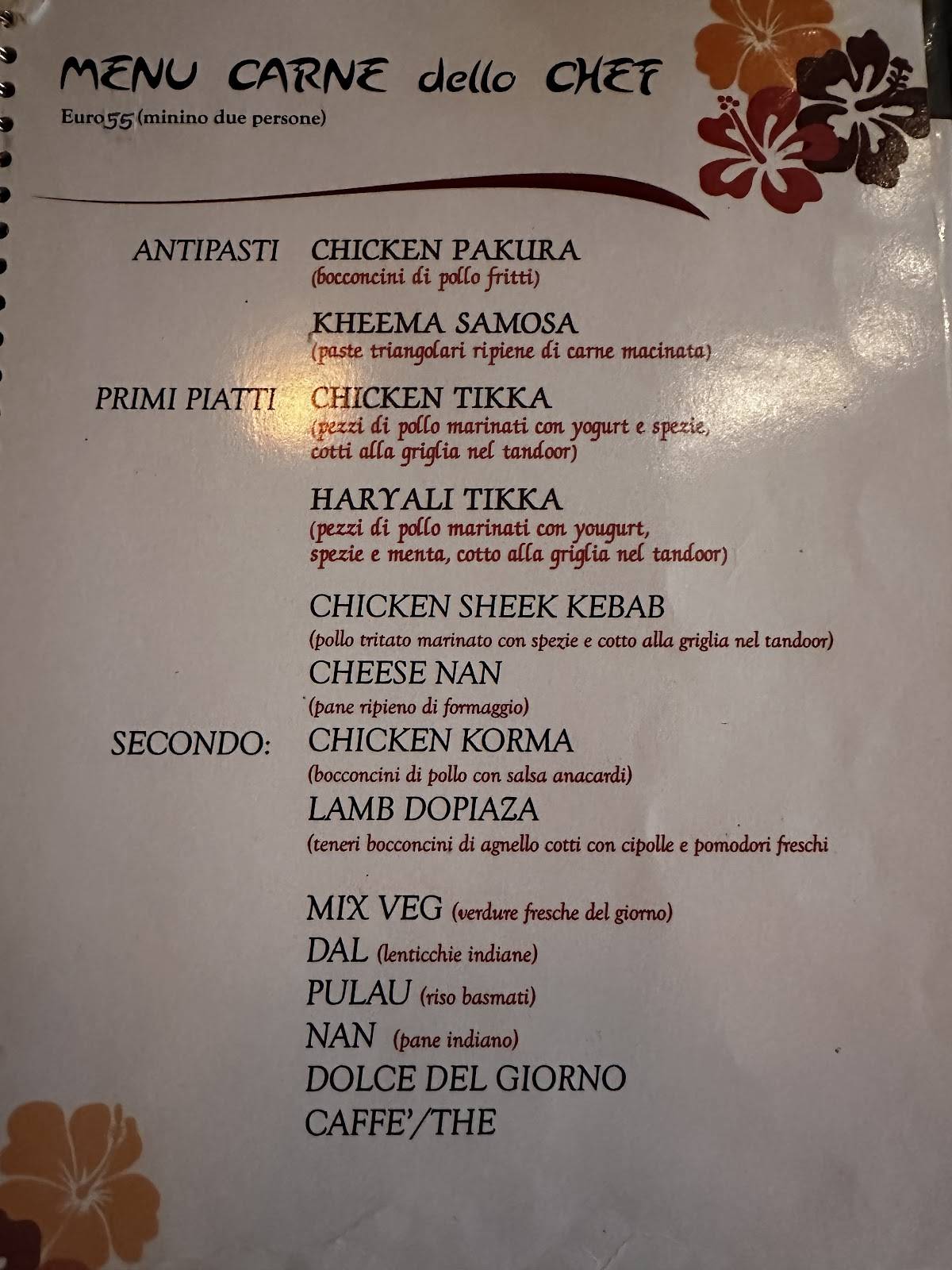 Menu di Ristorante Indiano Buddha 