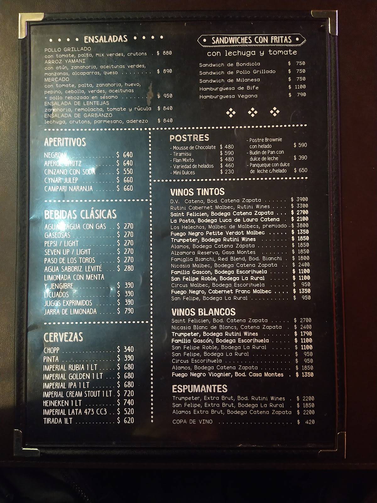 Carta del restaurante Bodegón La Pipeta Buenos Aires Av San Martín 498