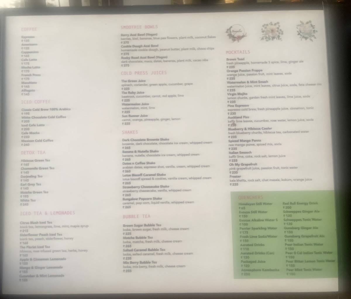 Bungalow Bar & Kitchen menu