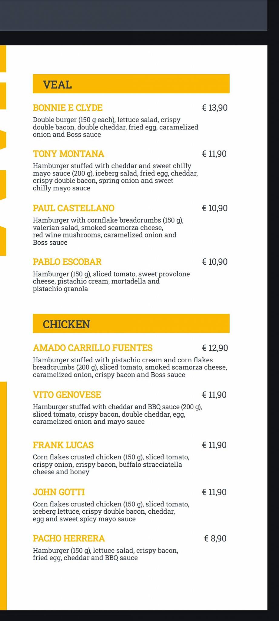 Menu di Burger Boss 
