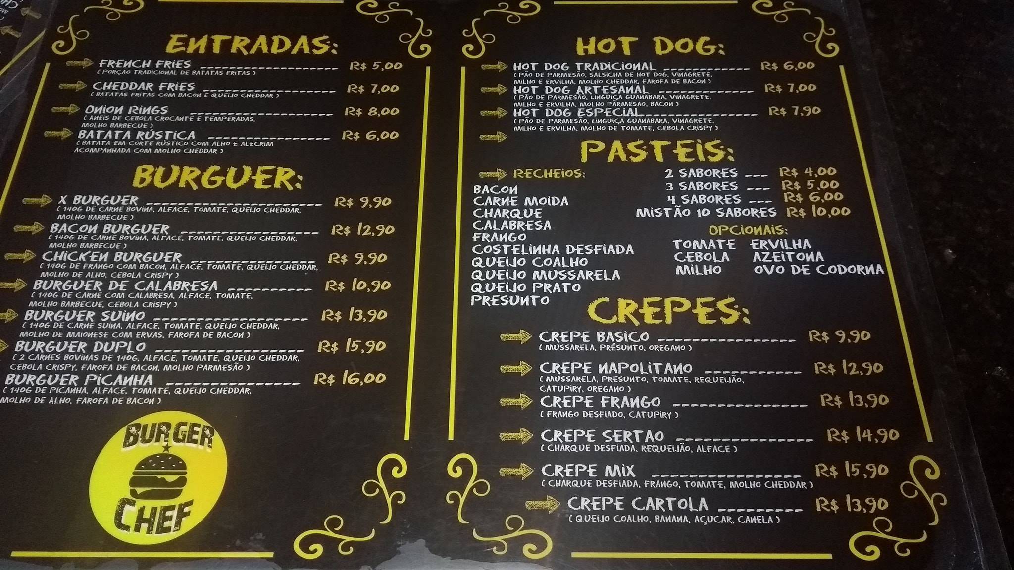 Burger Chef 152 cardápio