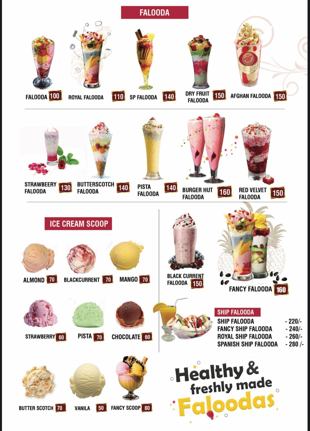 Burger hut menu