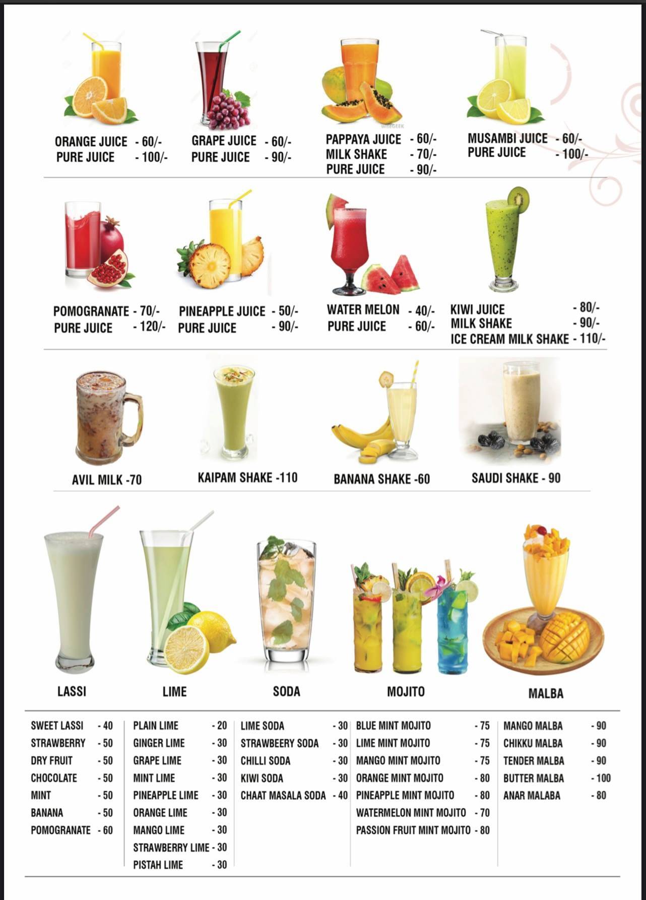 Burger hut menu