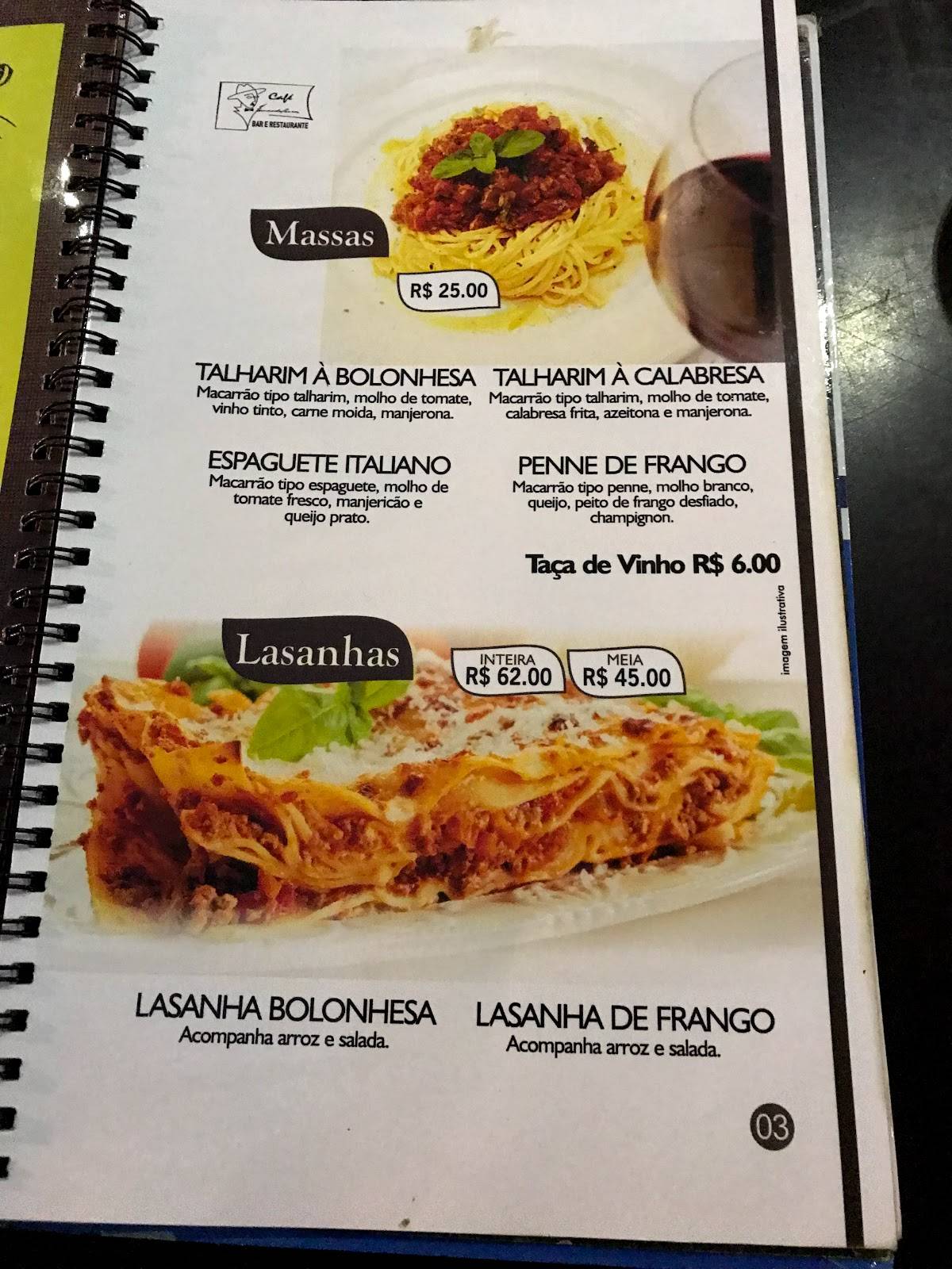 CAFÉ FERNANDO PESSOA cardápio