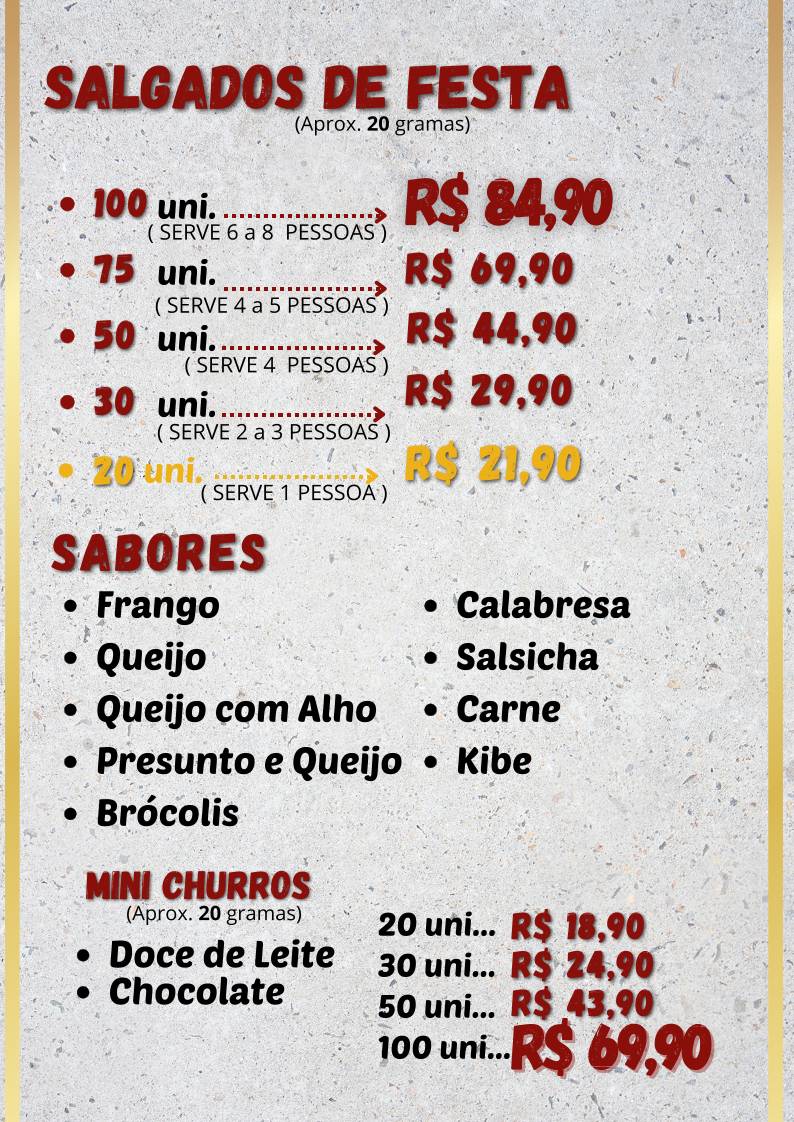 CIA DA COXINHA cardápio