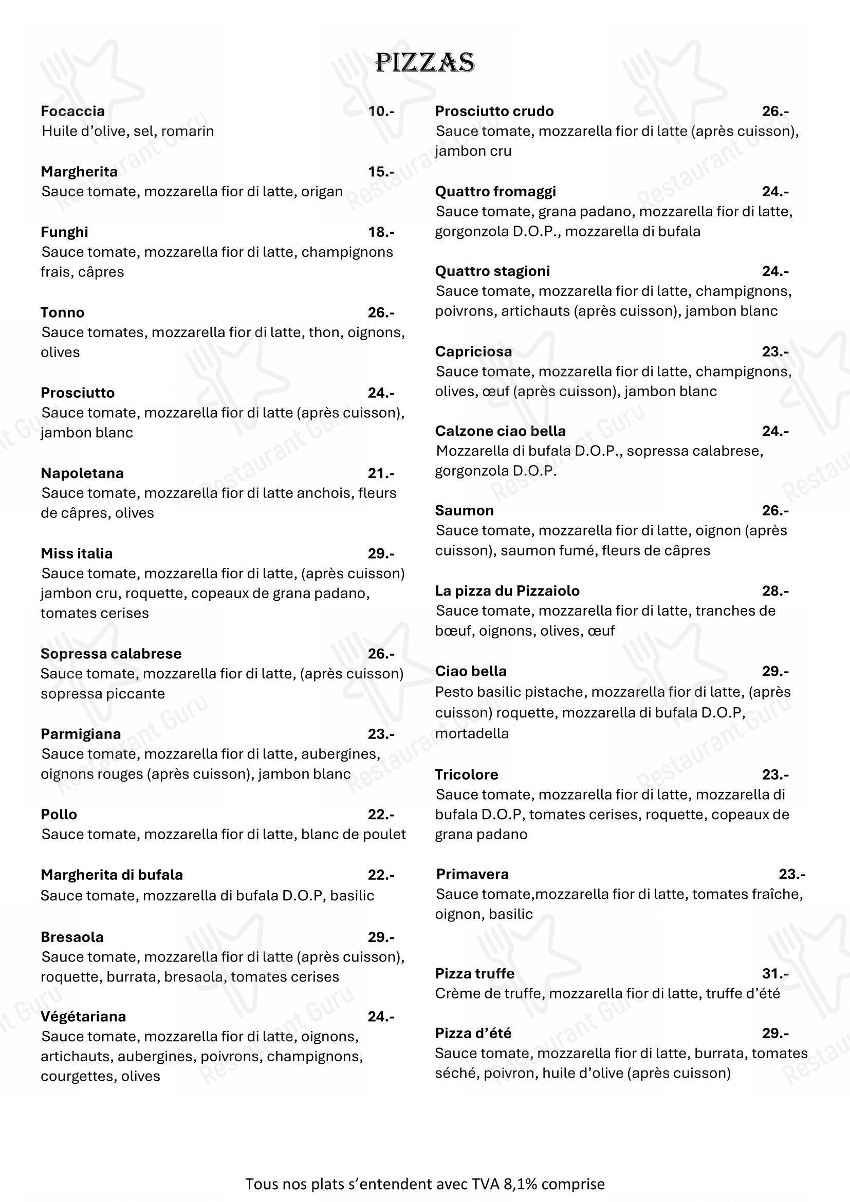 Menu bar per CIAO BELLA ristorante