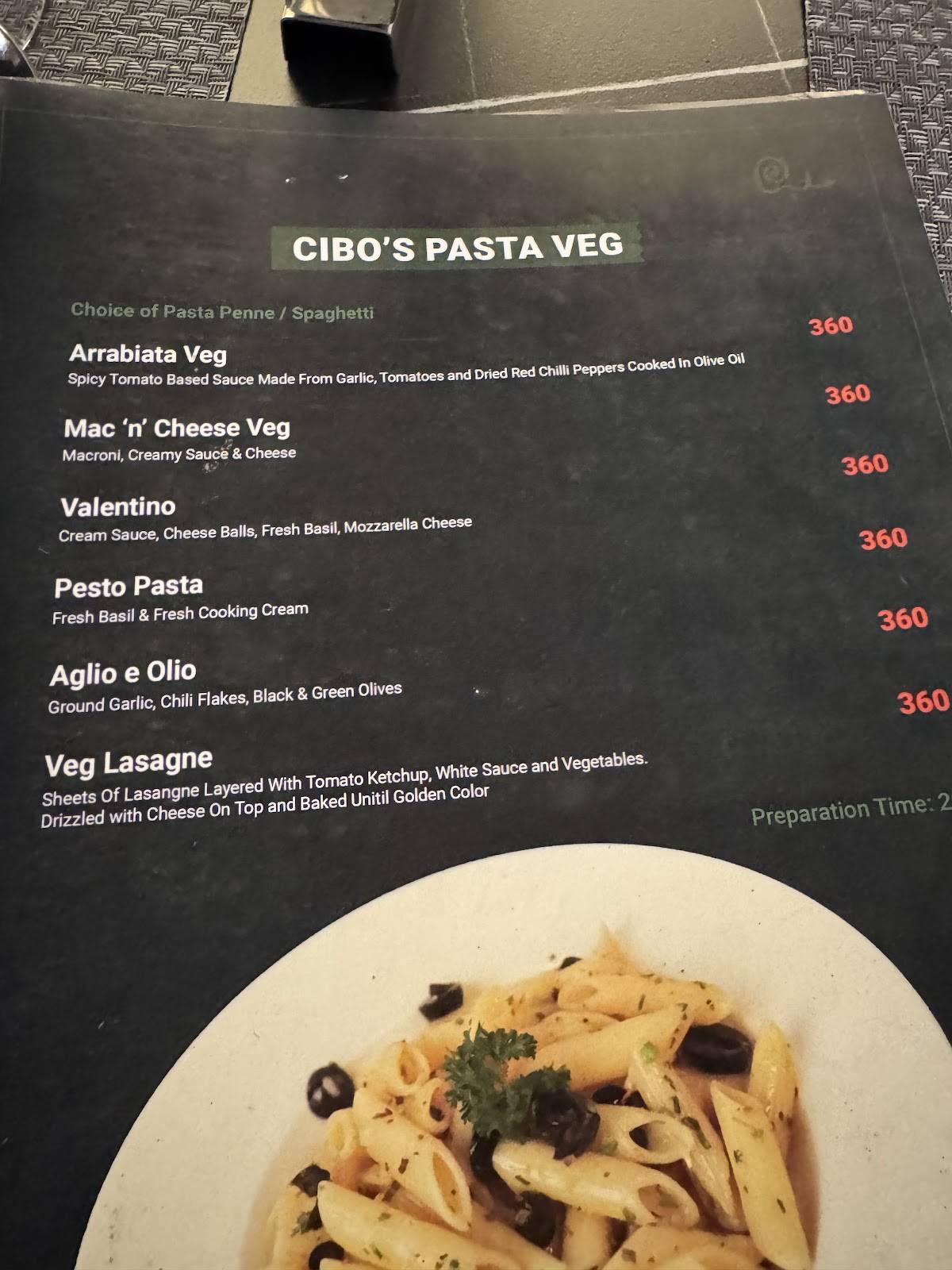 CIBO Fine Dining -Madurai menu