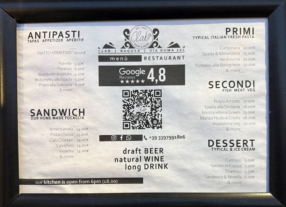 Menu di Clab - Pizza & Cucina 
