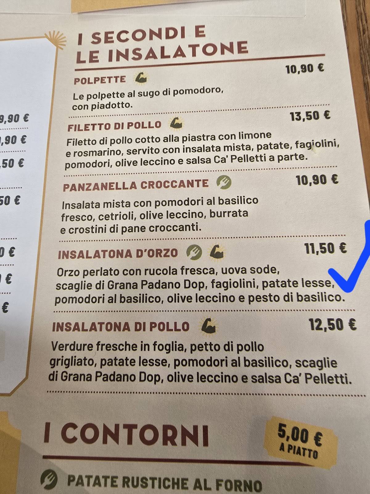 Menu di Ca' Pelletti Padova 