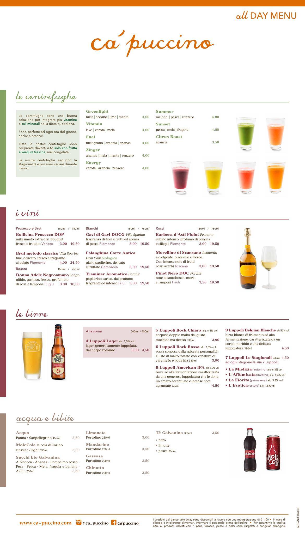 Menu di Ca' puccino Fidenza 