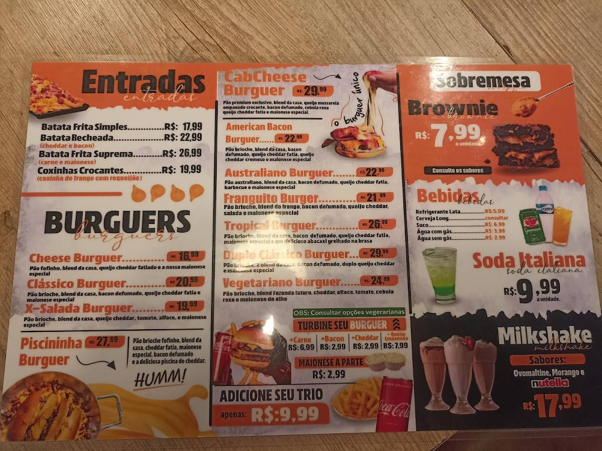 Cab Burger Taguatinga cardápio