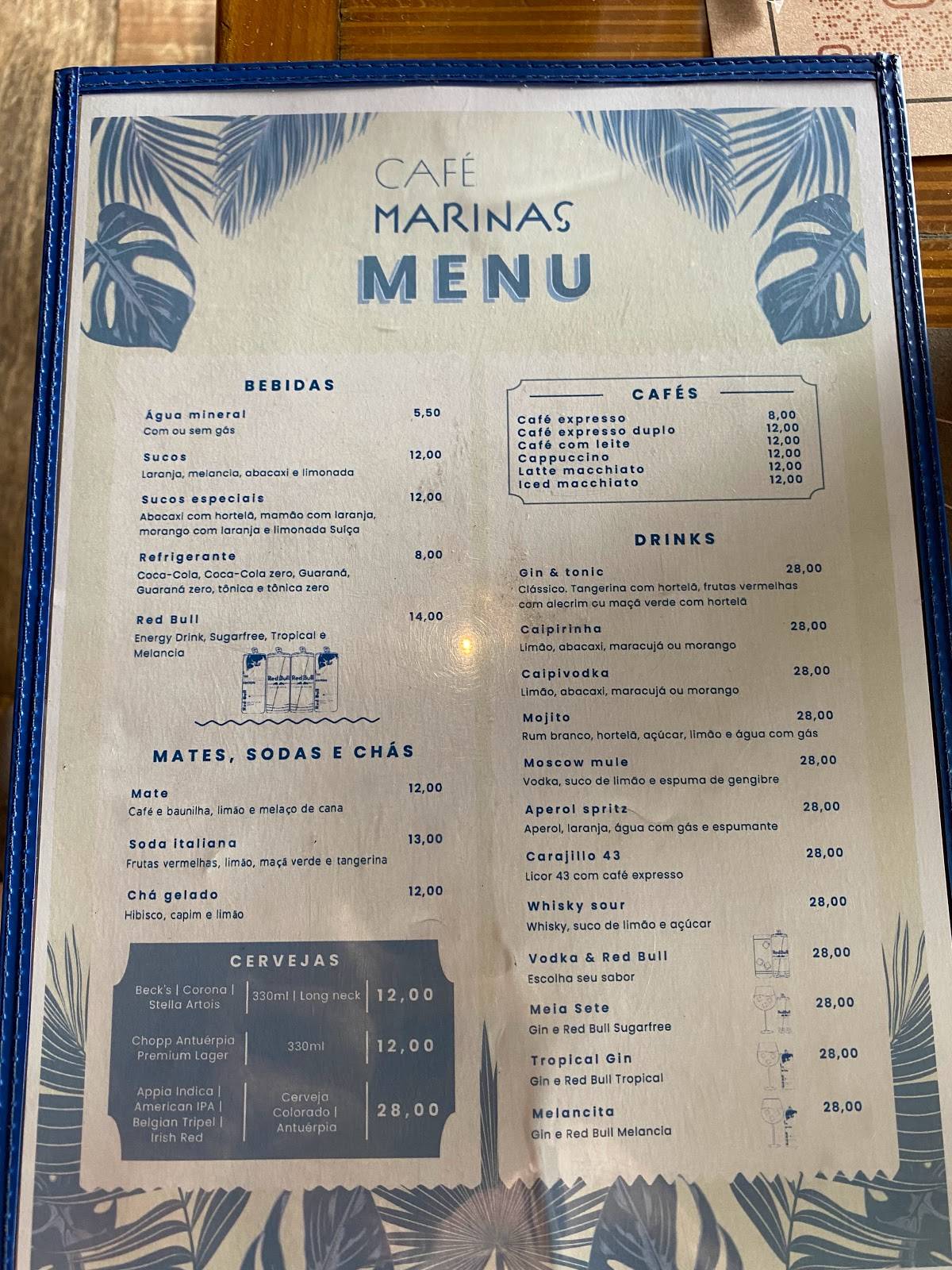 Menu em Café Marinas, Rio de Janeiro