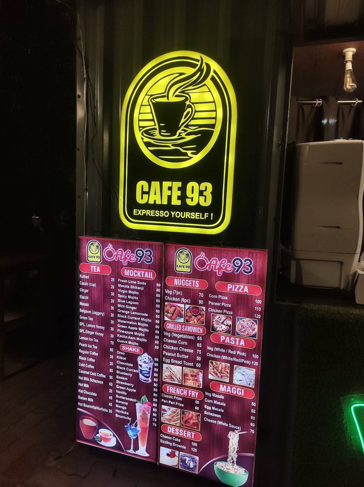 Cafe 93 menu