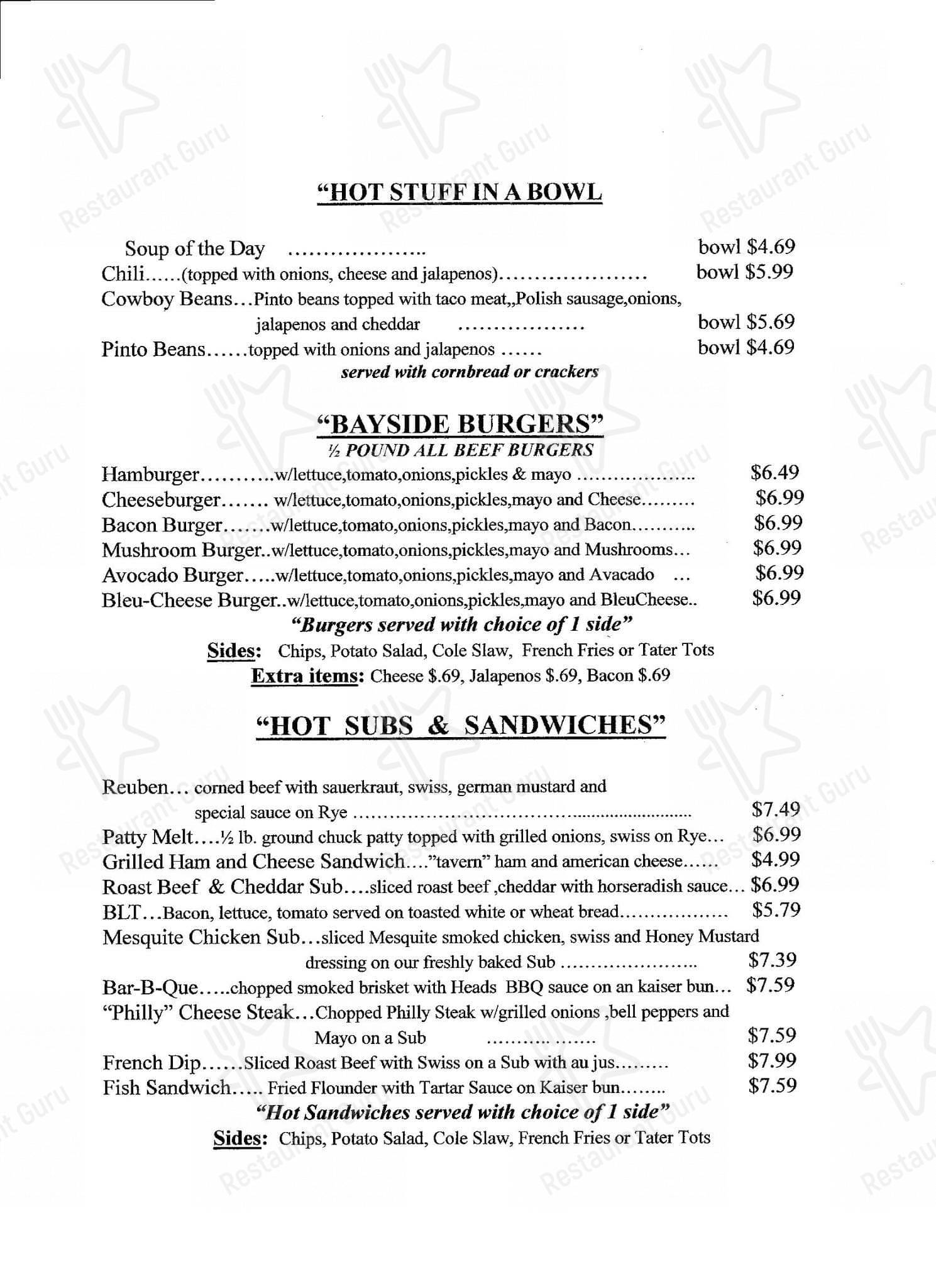 Menu at Bayside Cafe, Laguna Vista, 707 Santa Isabel Blvd #2647