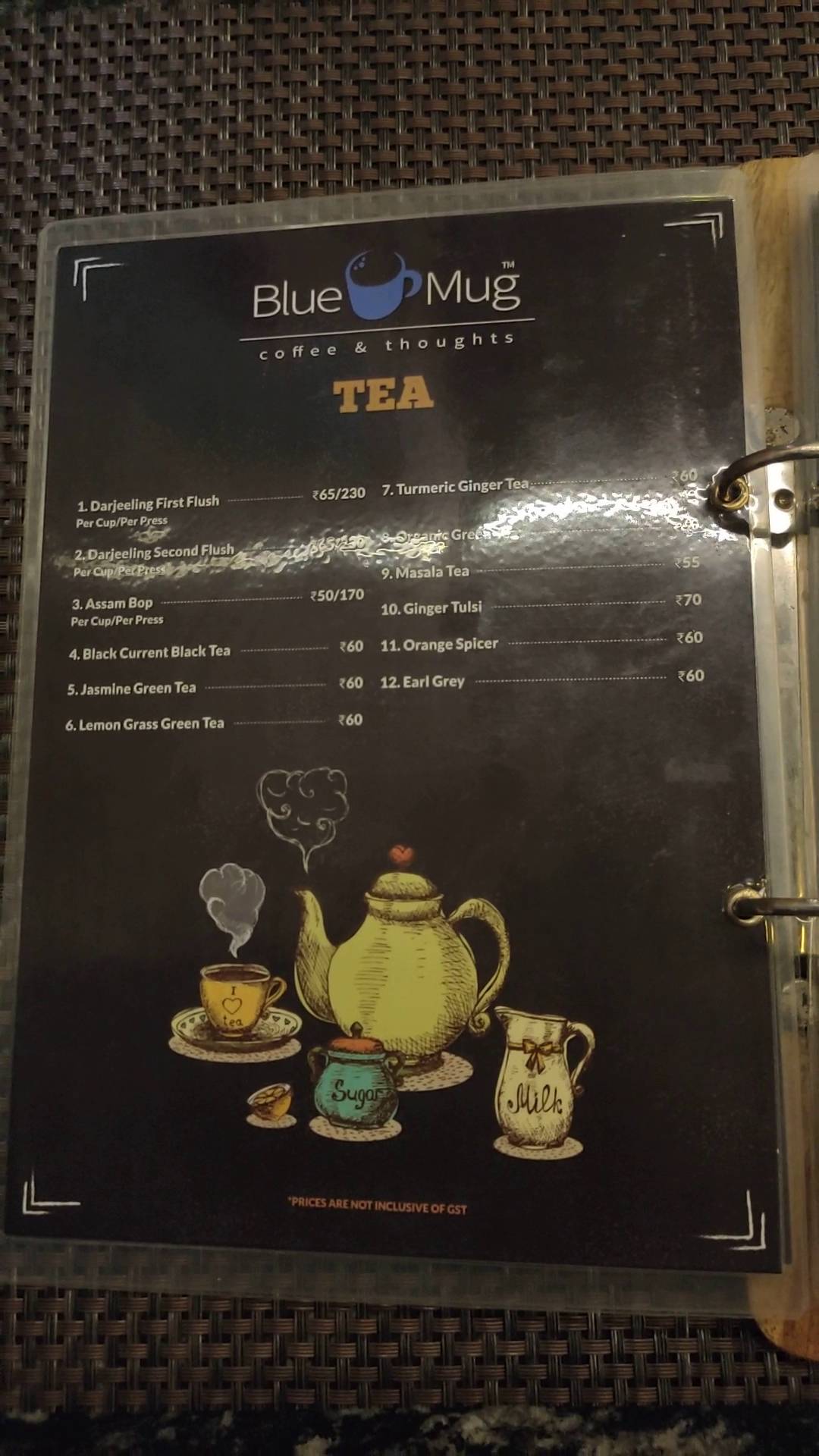 Menu at Blue Mug Cafe, Kolkata
