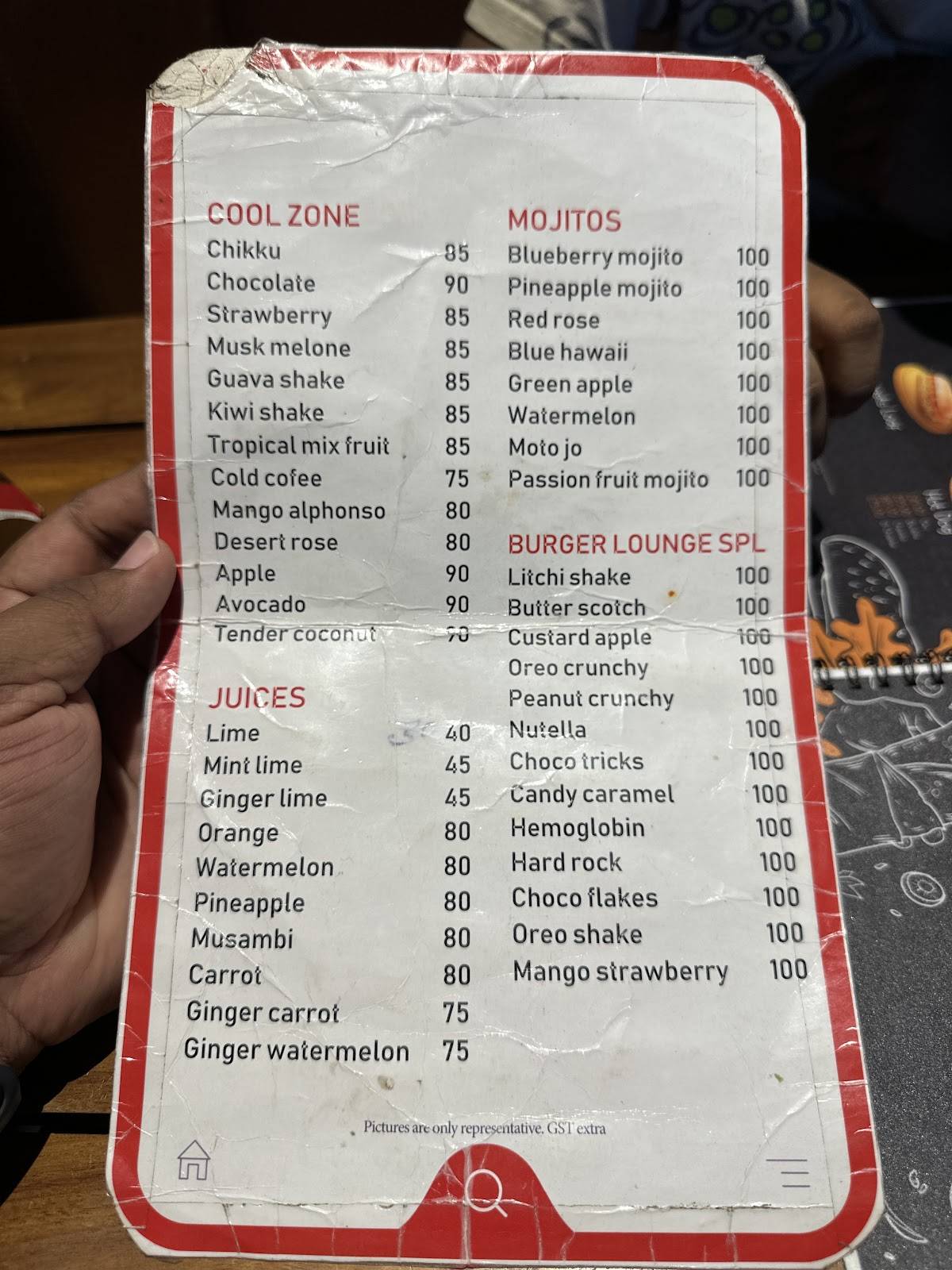 Burger Lounge, Muvattupuzha menu
