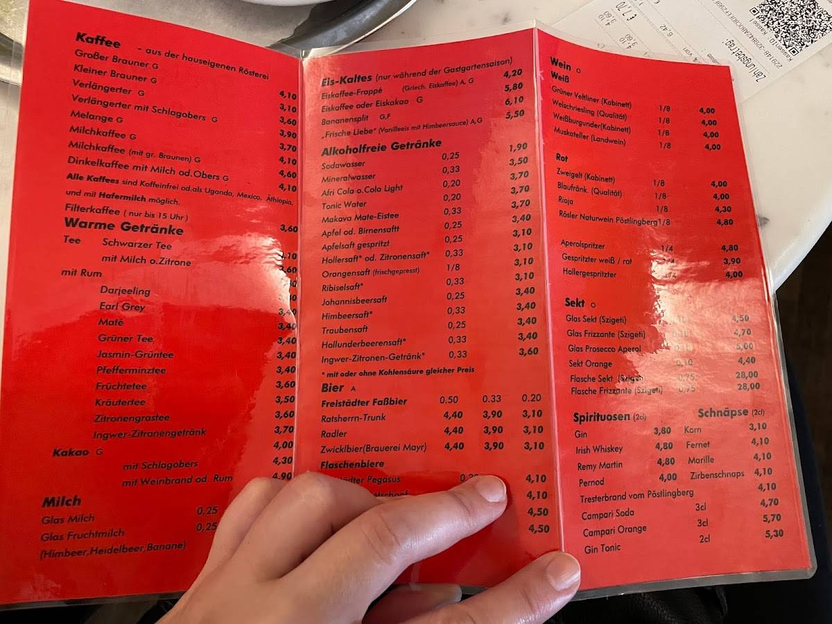 Menu de Cafe Meier